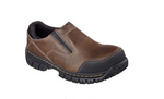 Skechers Men's Hartan Dk Brown Leather Memory Foam Work Shoe Steel Toe EH 77066