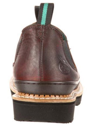 Georgia Women's Brown Leather Bumper Guard Oil Resistant Slip-On Work Shoe GR362