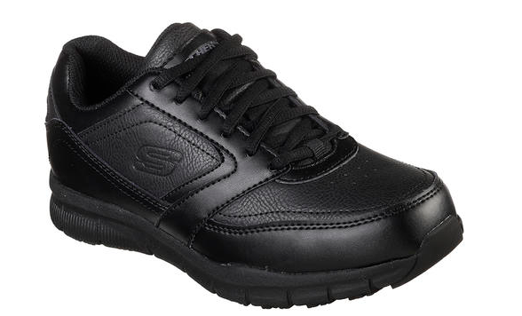 Black leather work sneakers sales
