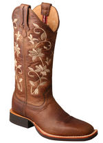 Twisted X Women's Brown Floral Ruff Stock Cowgirl Square Toe Boots WRS0025