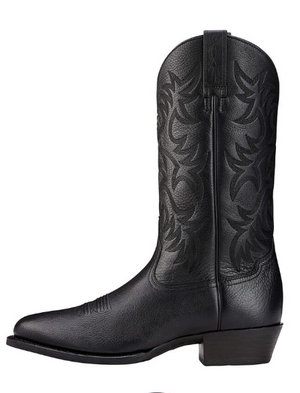 Ariat "Heritage Western' Men's Black Leather Round Toe Pull-On Boot A10002218
