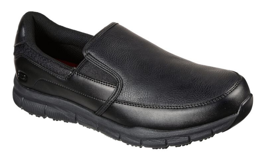 Skechers Men s Black Leather EH Slip Resistant Soft Toe Work Shoe