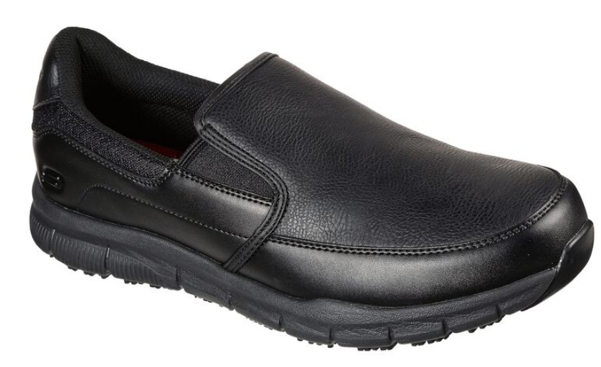 Skechers Men's Black Leather EH Slip-Resistant Soft Toe Work Shoe 77157