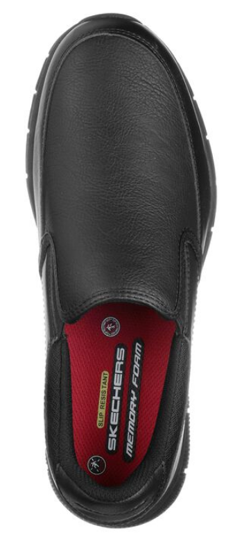 Skechers Men's Black Leather EH Slip-Resistant Soft Toe Work Shoe