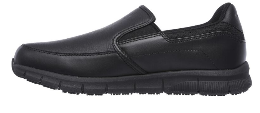 Skechers Men's Black Leather EH Slip-Resistant Soft Toe Work Shoe 77157